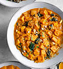 Peanut butter, sweet potato and spinach curry Photo of Peanut butter, spinach and sweet potato curry